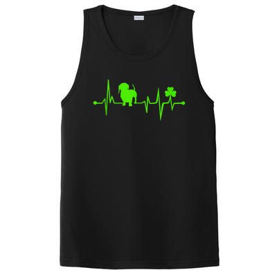 Cute Dachshund Shamrock Heartbeat St Patricks Day Funny Wiener Dog Gift PosiCharge Competitor Tank