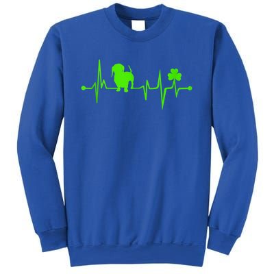 Cute Dachshund Shamrock Heartbeat St Patricks Day Funny Wiener Dog Gift Sweatshirt