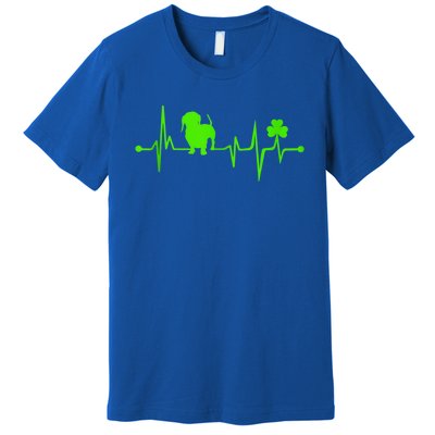 Cute Dachshund Shamrock Heartbeat St Patricks Day Funny Wiener Dog Gift Premium T-Shirt