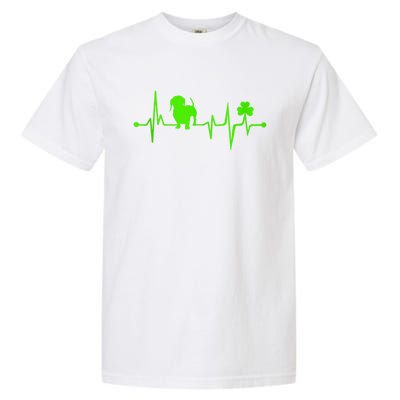 Cute Dachshund Shamrock Heartbeat St Patricks Day Funny Wiener Dog Gift Garment-Dyed Heavyweight T-Shirt