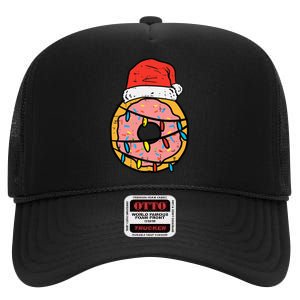 Christmas Donut Santa Cute Xmas Baking Baker High Crown Mesh Back Trucker Hat