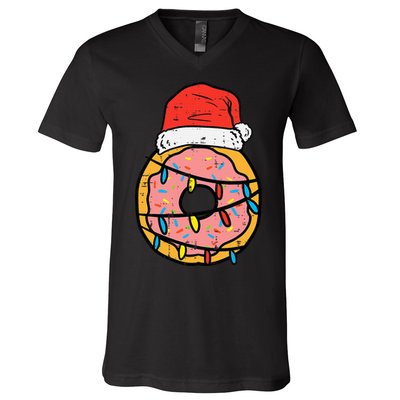 Christmas Donut Santa Cute Xmas Baking Baker V-Neck T-Shirt