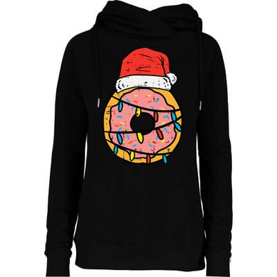 Christmas Donut Santa Cute Xmas Baking Baker Womens Funnel Neck Pullover Hood