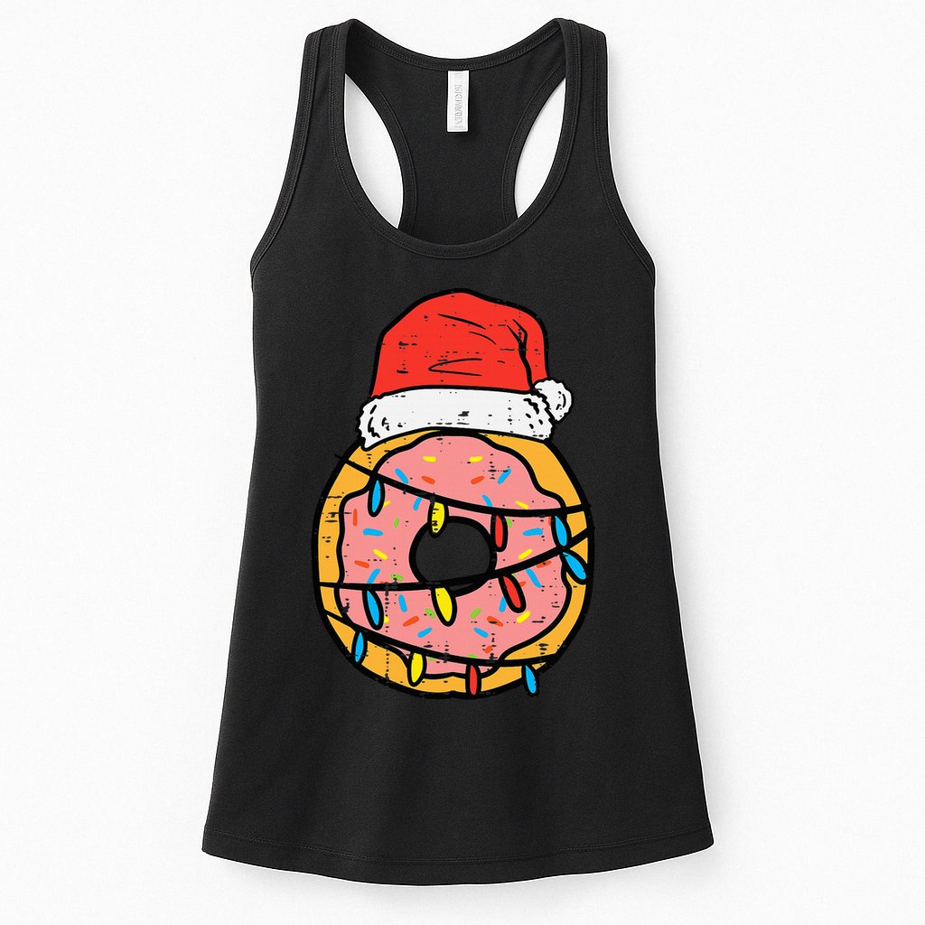 Christmas Donut Santa Cute Xmas Baking Baker Womens Tank Top