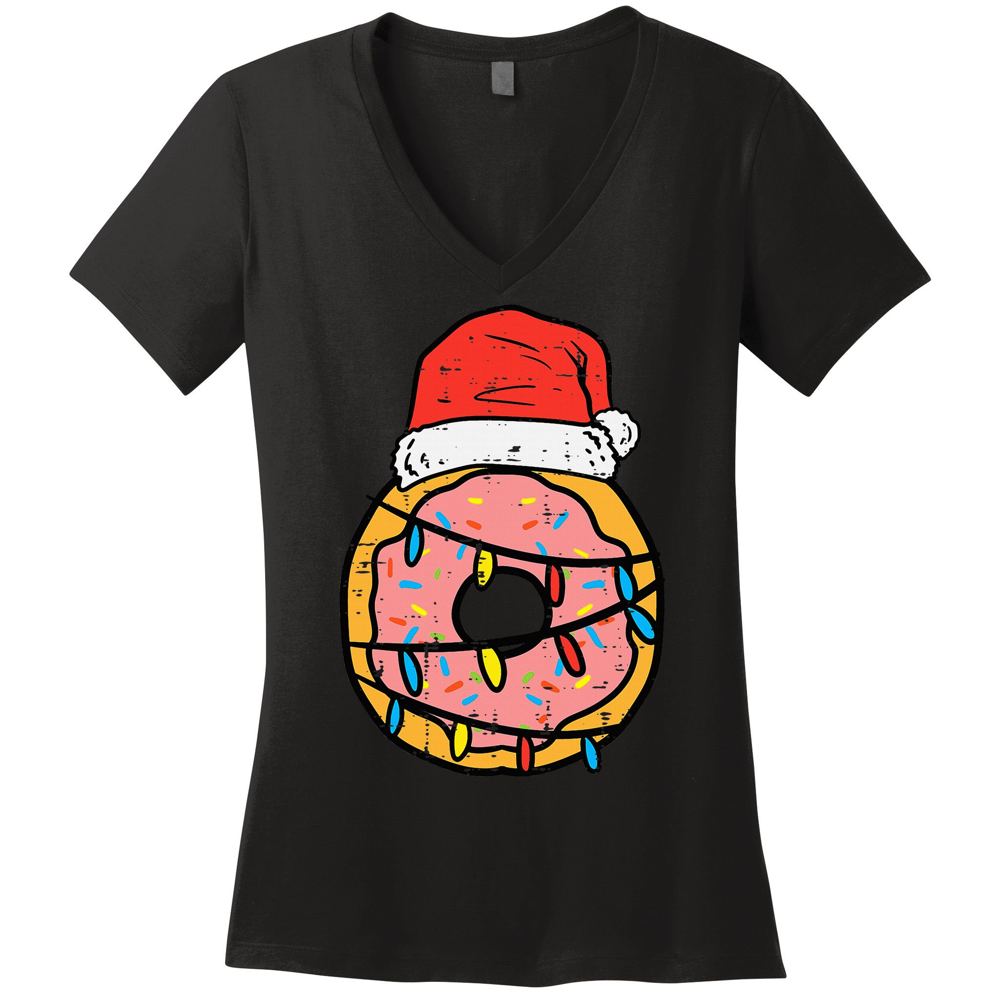 Christmas Donut Santa Cute Xmas Baking Baker Women's V-Neck T-Shirt