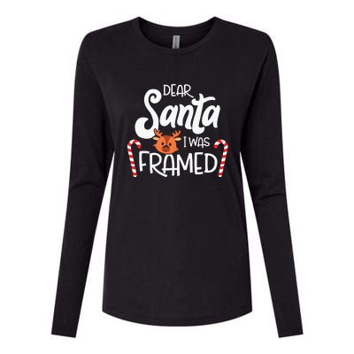 Christmas Dear Santa I Was Framed Xmas Holiday Womens Cotton Relaxed Long Sleeve T-Shirt