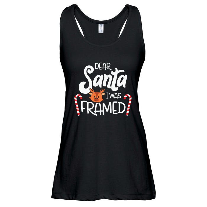 Christmas Dear Santa I Was Framed Xmas Holiday Ladies Essential Flowy Tank