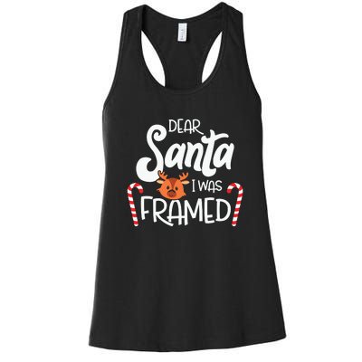 Christmas Dear Santa I Was Framed Xmas Holiday Women's Racerback Tank