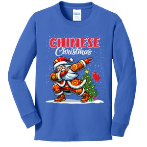 China Dabbing Santa Christmas China Flag Kids Long Sleeve Shirt