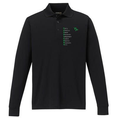 Cute Dandelion Saying Astrology Flower Zodiac Capricorn Performance Long Sleeve Polo