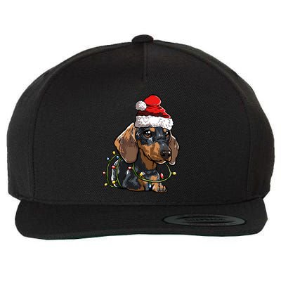 Cute Dachshund Santa Christmas Tree Lights Xmas Cute Gift Wool Snapback Cap