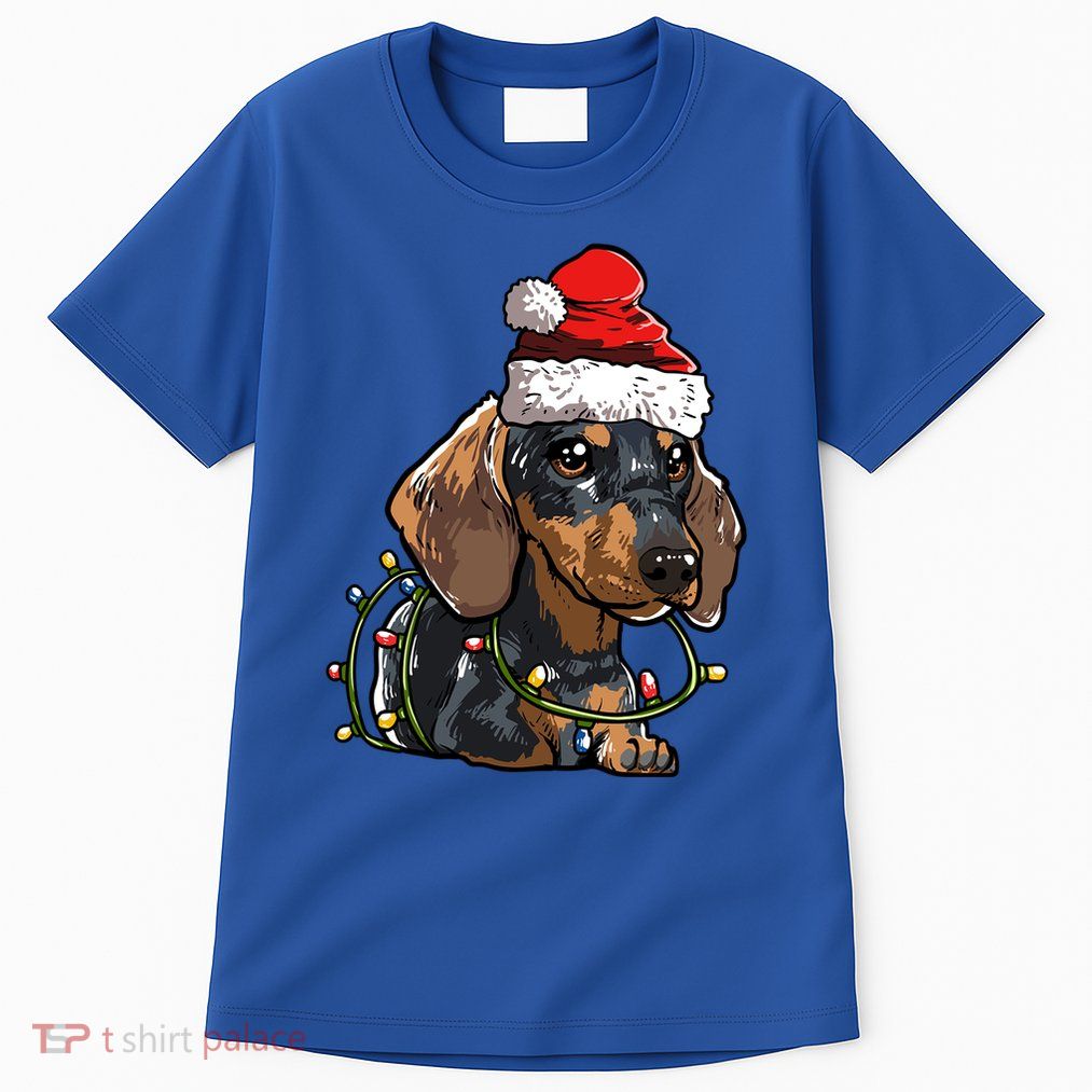 Cute Dachshund Santa Christmas Tree Lights Xmas Cute Gift Tall T-Shirt