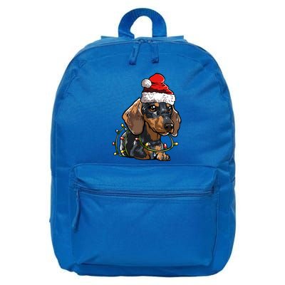 Cute Dachshund Santa Christmas Tree Lights Xmas Cute Gift 16 in Basic Backpack