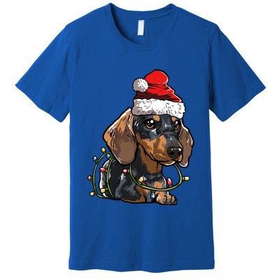 Cute Dachshund Santa Christmas Tree Lights Xmas Cute Gift Premium T-Shirt