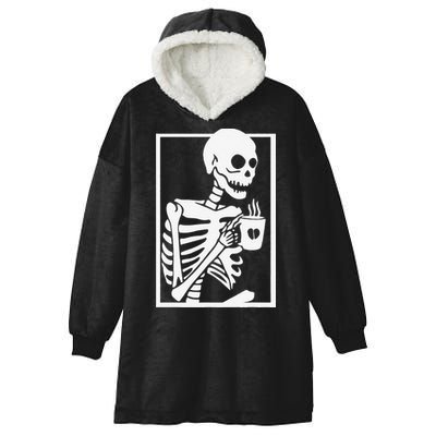Coffee Drinking Skeleton Lazy DIY Halloween Costume Women Love Hooded Wearable Blanket