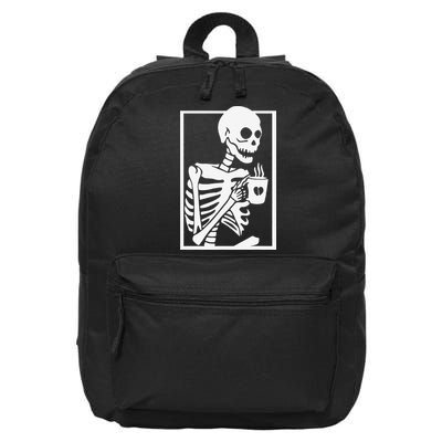 Coffee Drinking Skeleton Lazy DIY Halloween Costume Women Love 16 in Basic Backpack