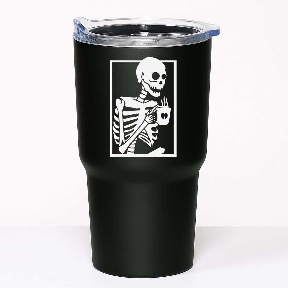 Coffee Drinking Skeleton Lazy DIY Halloween Costume Women Love Tumbler