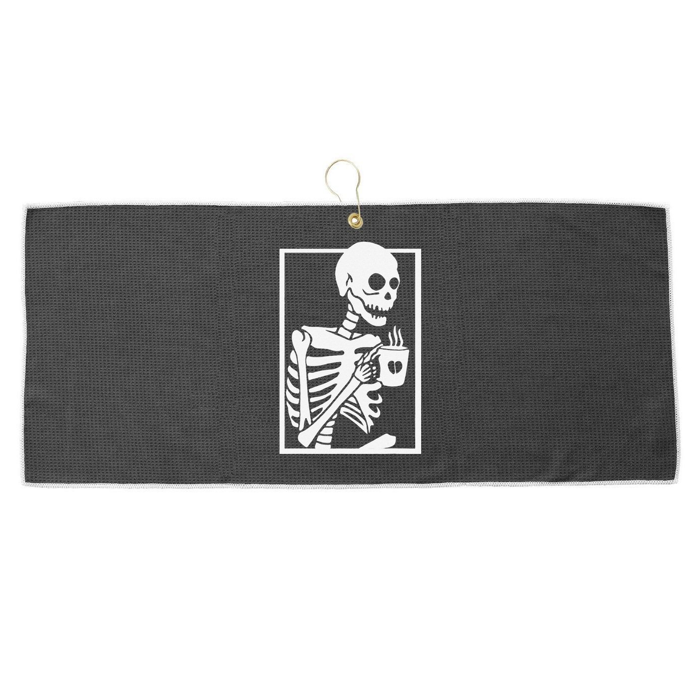 Coffee Drinking Skeleton Lazy DIY Halloween Costume Women Love Large Microfiber Waffle Golf Towel