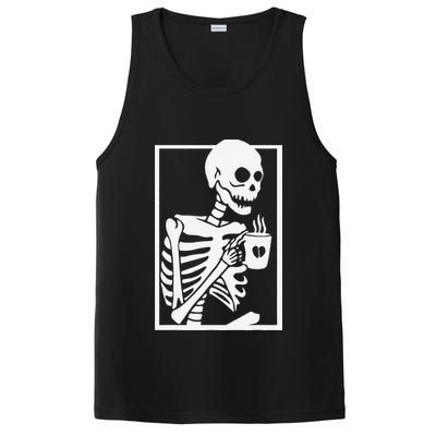 Coffee Drinking Skeleton Lazy DIY Halloween Costume Women Love PosiCharge Competitor Tank