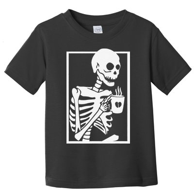 Coffee Drinking Skeleton Lazy DIY Halloween Costume Women Love Toddler T-Shirt
