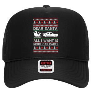 Christmas Dear Santa All I Want Is More Car Parts High Crown Mesh Back Trucker Hat