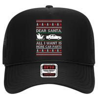 Christmas Dear Santa All I Want Is More Car Parts High Crown Mesh Back Trucker Hat