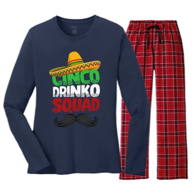 Cinco Drinko Squad Party Mexican Fiesta Funny Cinco De Mayo Women's Long Sleeve Flannel Pajama Set 