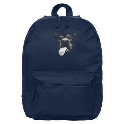 Cool Doberman Sticking Tongue Out In Playful Defiance 16 in Basic Backpack