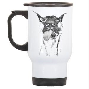 Cool Doberman Sticking Tongue Out In Playful Defiance Stainless Steel Travel Mug