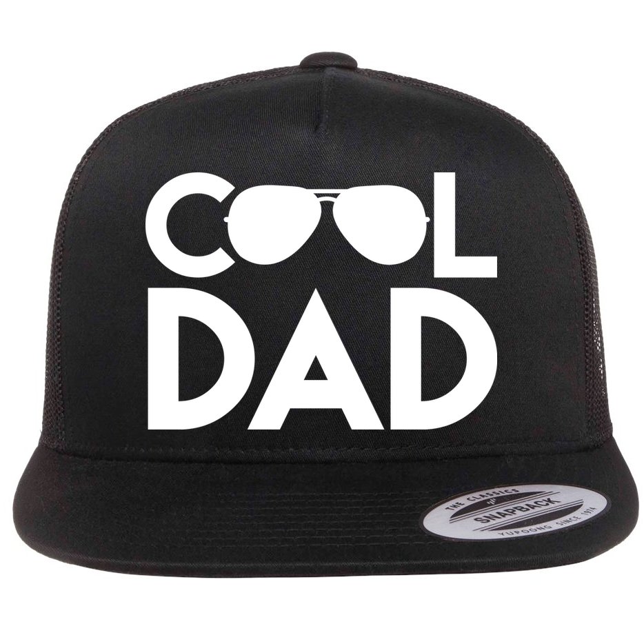 Cool Dad Sunglass Fathers Day Flat Bill Trucker Hat