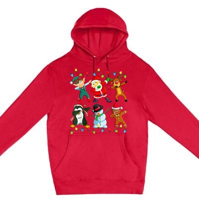 Christmas Dabbing Santa Elf Deer Friends Xmas Premium Pullover Hoodie