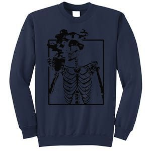 Coffee Drinking Skeleton Skull Halloween Costume Sweatshirt