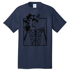 Coffee Drinking Skeleton Skull Halloween Costume Tall T-Shirt