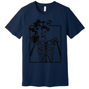 Coffee Drinking Skeleton Skull Halloween Costume Premium T-Shirt