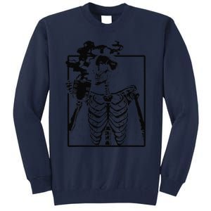 Coffee Drinking Skeleton Skull Halloween Costume Tall Sweatshirt