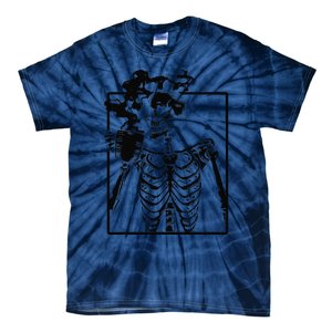 Coffee Drinking Skeleton Skull Halloween Costume Tie-Dye T-Shirt