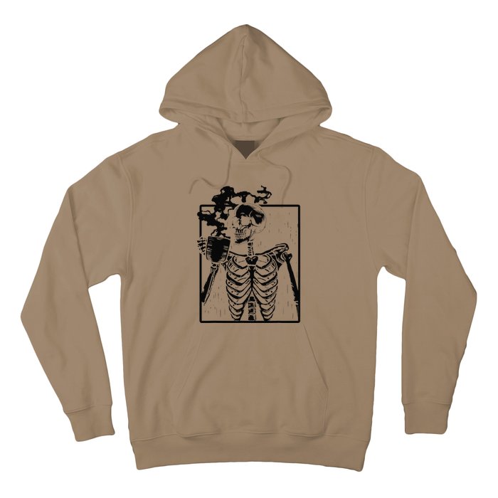 Coffee Drinking Skeleton Skull Halloween Costume Hoodie