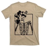 Coffee Drinking Skeleton Skull Halloween Costume T-Shirt