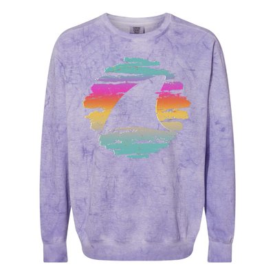 Colorful Distressed Shark Fin Colorblast Crewneck Sweatshirt