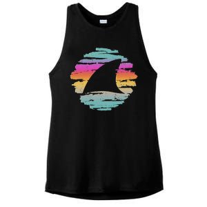 Colorful Distressed Shark Fin Ladies PosiCharge Tri-Blend Wicking Tank