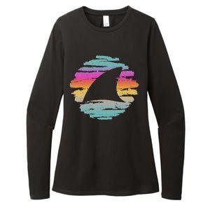 Colorful Distressed Shark Fin Womens CVC Long Sleeve Shirt