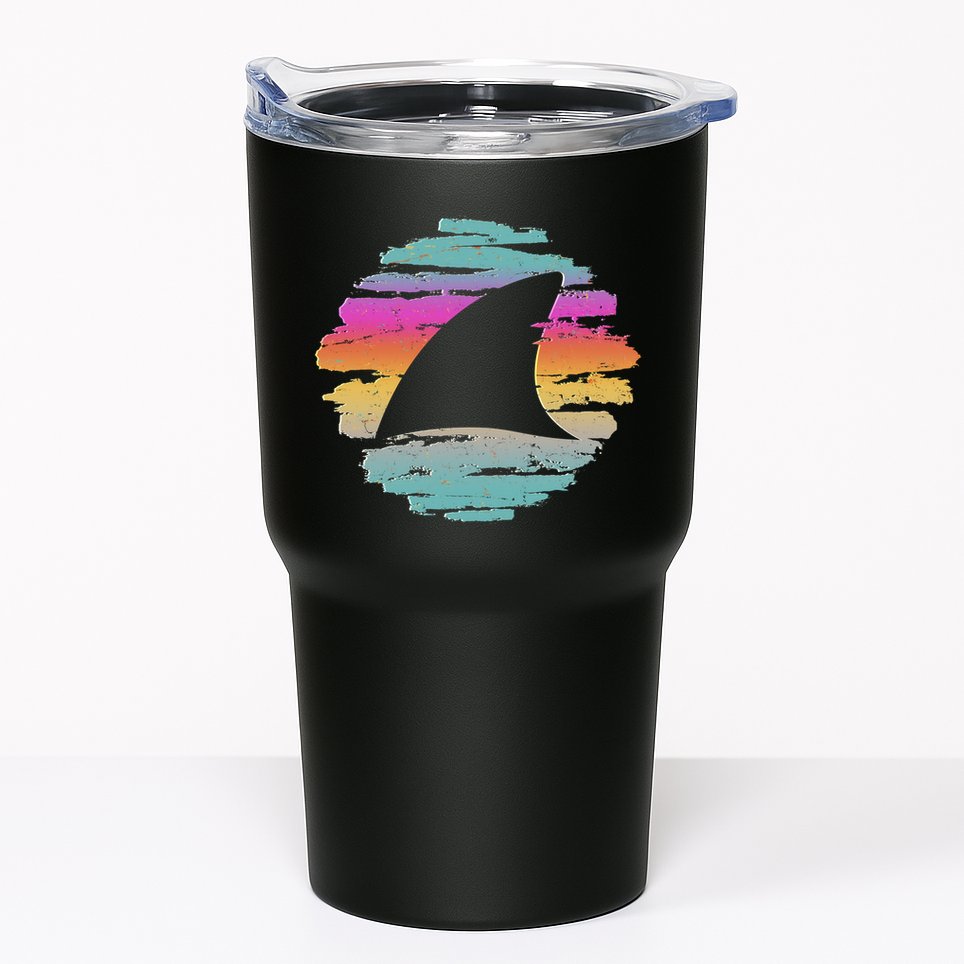 Colorful Distressed Shark Fin Tumbler