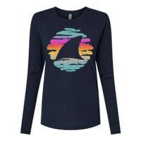 Colorful Distressed Shark Fin Womens Cotton Relaxed Long Sleeve T-Shirt