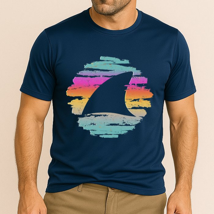 Colorful Distressed Shark Fin Performance Shirt
