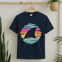 Colorful Distressed Shark Fin T-Shirt