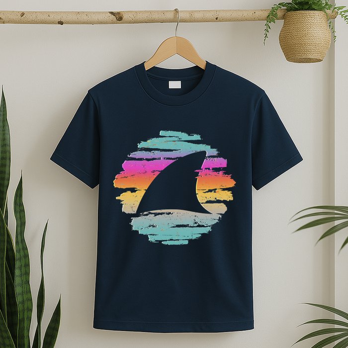 Colorful Distressed Shark Fin T-Shirt