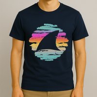 Colorful Distressed Shark Fin T-Shirt