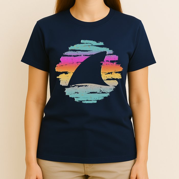 Colorful Distressed Shark Fin T-Shirt