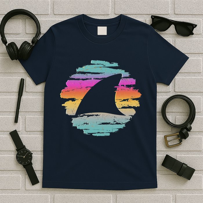 Colorful Distressed Shark Fin T-Shirt