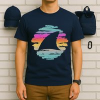 Colorful Distressed Shark Fin T-Shirt